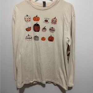 Gildan Cream Kids Long Sleeve Pumpkin Tee
